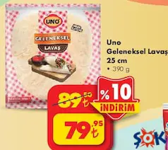 UNO GELENEKSEL LAVAŞ 390 G indirimli fiyat UNO GELENEKSEL LAVAŞ 390 G fiyat ve kampanya bilgisi